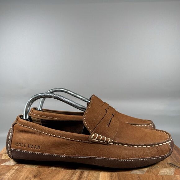 Cole Haan Men's 8.5 Wyatt Penny Driver C30966 Suede Brown British Tan - Picture 1 of 8